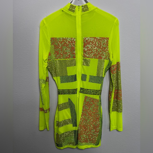 DOLLS KILL Neon Yellow Embellished Romper Women’s Sz L - Picture 6 of 9